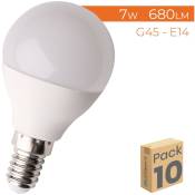 Ampoule led G45 E14 7W 680LM 360º Blanc Froid 6500K - Lot de 10 u. - Blanc Froid 6500K