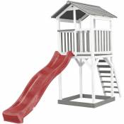 AXI - Beach Tower Aire de Jeux avec Toboggan en Rouge & Bac à Sable | Grande Maison Enfant extérieur en Gris & Blanc | Cabane de Jeu en Bois fsc