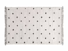 Bobochic tapis shaggy maell motif graphique blanc 160x220