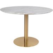 Bojan Table à manger Ø110 cm, look marbre, pieds