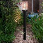 Borne lumineuse E27 éclairage de chemin extérieur noir Eclairage extérieur sur pied de jardin, aluminium moulé sous pression plastique transparent,