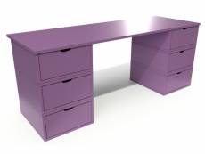 Bureau long en bois 6 tiroirs cube lilas BUR6T-Li