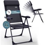 Casaria - Lot de chaises de jardin pliables réglables en 7 positions en aluminium avec dossier haut fonction couchage camping voyage 4er Set