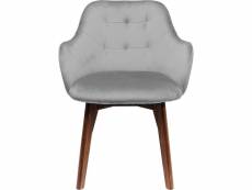 "chaise avec accoudoirs lady pieds bruns gris argenté kare design"