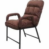 Chaise fauteuil lounge rembourrée dossier inclinable 160 kg métal réglable en tissu/textile marron - marron