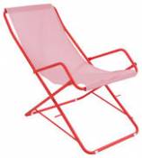 Chaise longue pliable Bahama métal & tissu rouge -