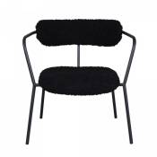 Chaise minimaliste en tissu bouclé et métal noir