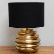 Chehoma - Lampe anneaux dorés abat jour noir 45x24cm