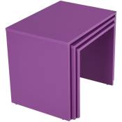 Cotecosy - Lot de 3 tables basses gigognes Kibo Violet - Violet