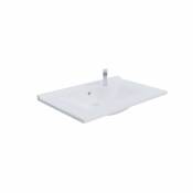 Cuisibane - Plan simple vasque design resiloge - 70 cm - Blanc