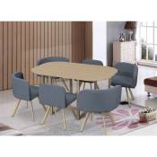 Deco In Paris - Ensemble table + 6 chaises encastrables gris flen xl - gris
