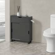 [en.casa] - Meuble de rangement Kempele pour salle de bain à portes coulissantes gris foncé