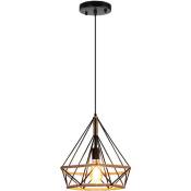 Fer Vintage Corde de Chanvre Lustres Chambres Loft Diamond Pendant Lighting pour Kitchen Bar Magasin de VêTements Rustic Birdcage Hanging Lights (Ne