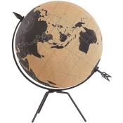 Globe Terrestre en Liège 35 cm de Hauteur de Style Moderne Accessoire de Décoration Idéal pour Chambre Salon ou Bureau Beliani Noir