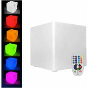 Gojoy - Tabouret cube lumineux led extérieur étanche avec télécommande, 30 cm, étanche 16 led rvb, tabouret carré économe en énergie, veilleuse à