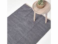 Homescapes tapis chenille uni en 100% coton gris foncé - 110 x 170 cm RU1223E