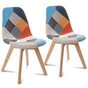 Idmarket - Lot de 2 chaises scandinaves sara motifs patchworks multi-couleurs - Multicolore