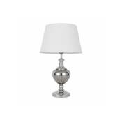 Korrez - Lampe de Table Classique Chrome 1 Lumière avec Abat-Jour Blanc, E27 - Italux