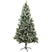 La Boutique De Noel - Sapin de Noël artificiel vert enneigé blanc Blooming - Arbre pour décoration de Noël avec support métallique Vert 210 cm - Vert