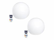 Lot de 2 boules lumineuses sans fil led 2x bobby c30 blanc polyéthylène d30cm