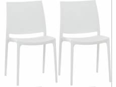 Lot de 2 chaises de jardin empilable maya en plastique , blanc