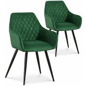 Lot de 2 chaises Victoria en velours vert pieds noir - Vert