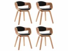 Lot de 4 chaises de salle à manger cuisine design moderne bois courbé et synthétique noir cds021322