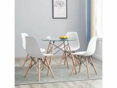 Lot de 4 chaises scandinave design blanc chaise 45cm