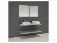 Meuble de salle de bain will - plan suspendu 120 cm + equerres invisibles + 2 vasques + 2 miroirs