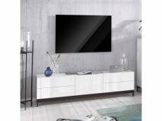 Meuble tv salon 4 tiroirs blanc brillant metis living up AHD Amazing Home Design