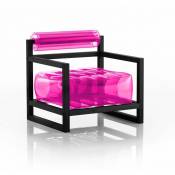 Mojow Design - yoko eko fauteuil noir cadre bois cristal rose