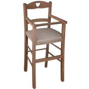 Okaffarefatto - Chaise haute en bois de noyer clair avec assise rembourrée en simili cuir gris tourterelle