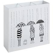 Pegane - Porte parapluies en métal laqué blanc motif noir - Longueur 50 x Hauteur 48 x Profondeur 16 cm