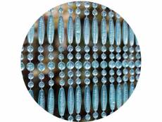 Rideau de porte en perles bleues et transparentes frejus 90x210 cm