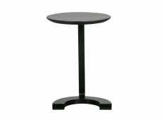 Table d'appoint ronde - métal/bois - noir - 57x39x39