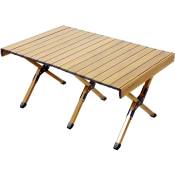 Table de camping Table de jardin pliante pliante en aluminium aspect bois - Jawinio