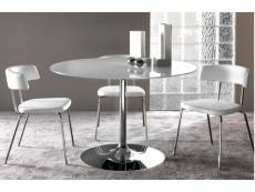 Table repas armony en verre blanc et acier chromé