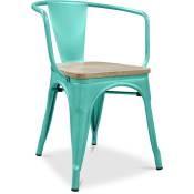 Tolix Style - Chaise de salle à manger avec accoudoirs - Bois et acier - Stylix Vert pastel - Bois, Acier - Vert pastel