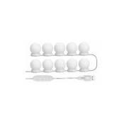 Ulisem Kit D'Eclairage Miroir Led Pour Coiffeuse, Avec 10 Ampoules Reglables, 10 Luminosite Et 3 Modes D'Eclairage, Type Usb, Blanc - Blanc