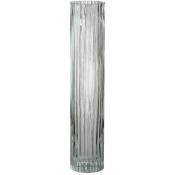 Vase cylindrique lignes verre transparent large 8x8x40cm - Transparent