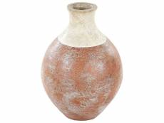 Vase décoratif en terre cuite 37 cm blanc et marron bursa 373219