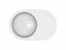Vidaxl évier de cuisine granit seul lavabo ovale blanc 144867
