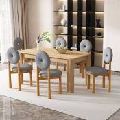Yozhiqu - Chaise de salle à manger (ensemble, 6 pièces), ensemble de 6 chaises rembourrées, chaise de salon en velours peluche, pieds en chêne