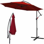 350cm Parasol - parasol jardin, parasol deporté, parasol de balcon, rouge - rouge - Vingo