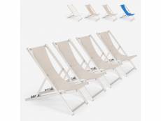 4 chaises de plage pliantes réglables en aluminium riccione gold Beach and Garden Design
