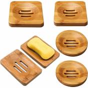 6 pièces porte-savon en bambou naturel porte-savon pour douche éponge salle de bain cuisine carré rond rectangulaire porte-savon en bambou,
