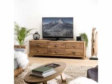 Andrian - meuble tv marron 6 tiroirs bois pin recyclé