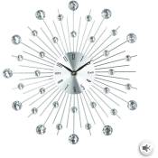Atmosphera - Horloge avec strass métal D33cm créateur d'intérieur - Argent