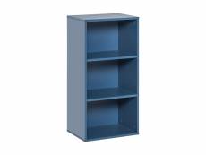 Bibliothèque 3 cases en bois bleu - bi17035