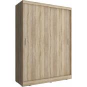 Bim Furniture - Armoire de rangement wiki 130 cm Portes Coulissantes Chêne Sonoma
